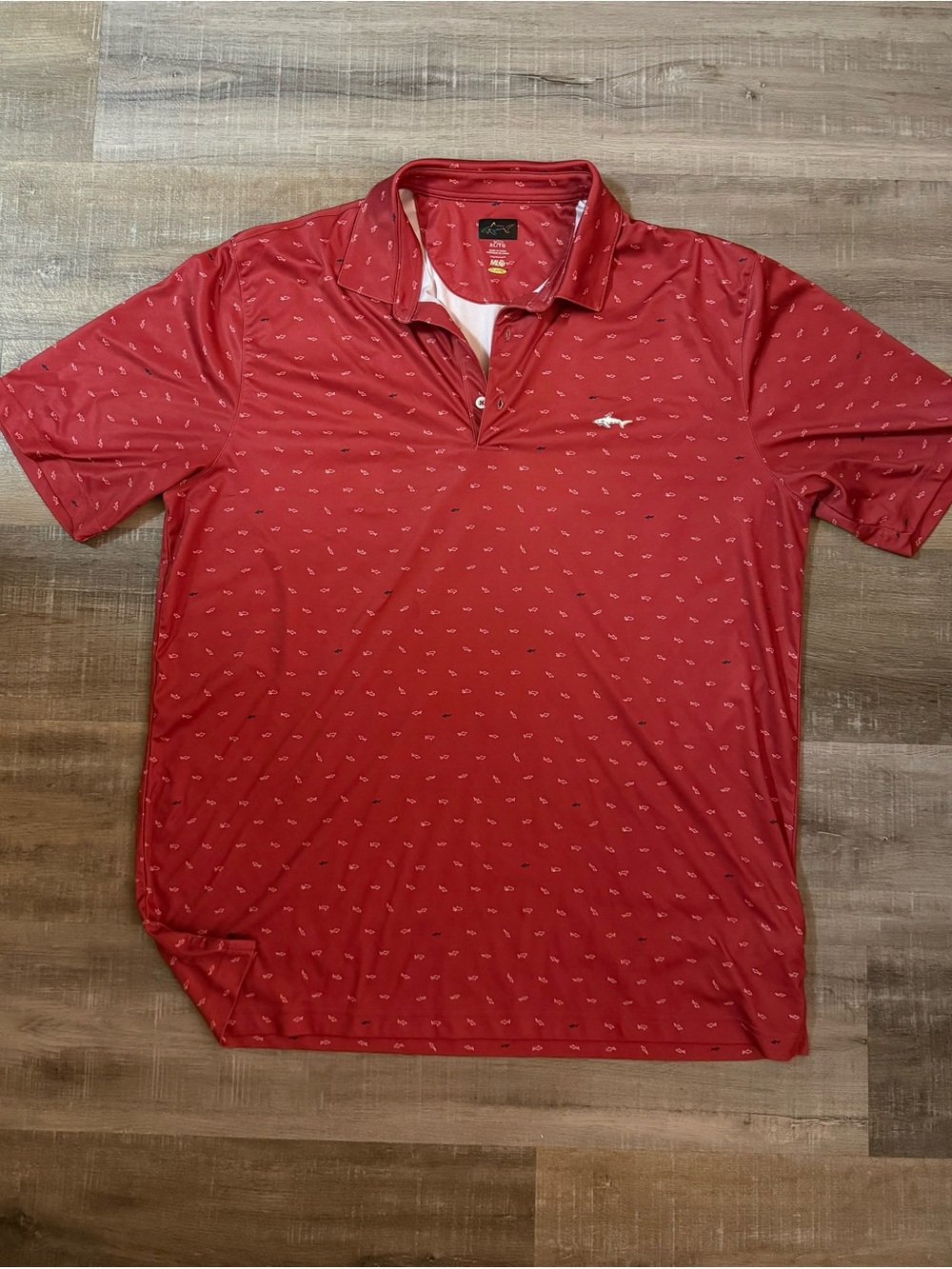 Greg Norman Collection Red Short-Sleeve Polo with Micro Print